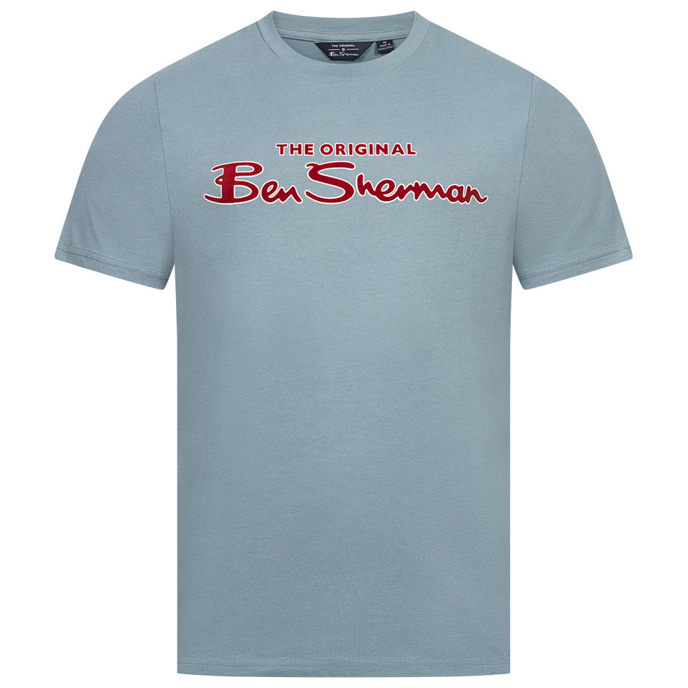 BEN SHERMAN Flocked Logo T-shirt voor heren 0076268-PETROL