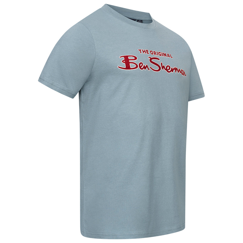 BEN SHERMAN Flocked Logo T-shirt voor heren 0076268-PETROL