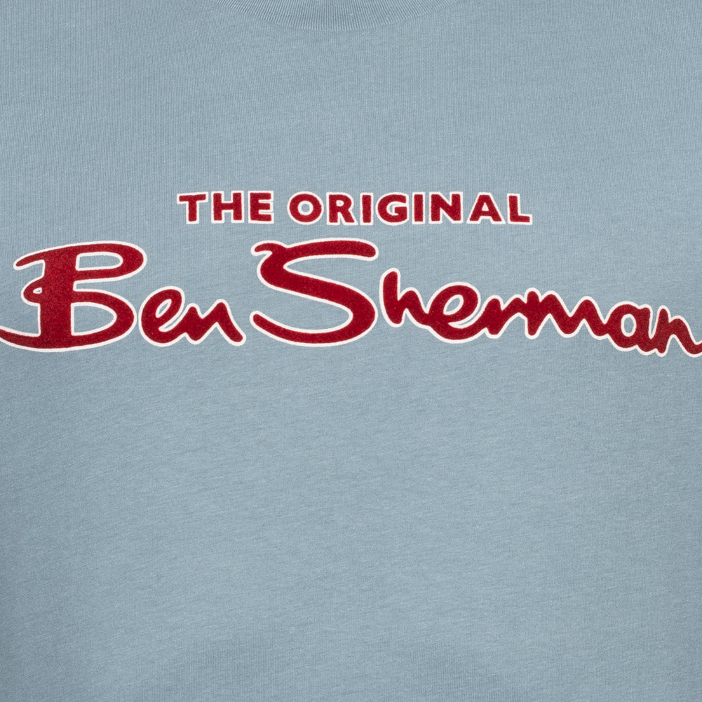 BEN SHERMAN Flocked Logo T-shirt voor heren 0076268-PETROL
