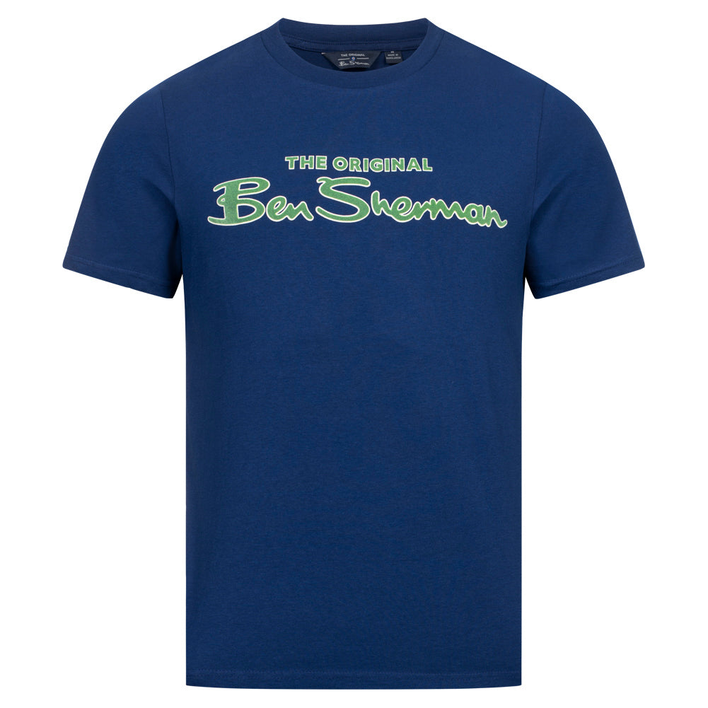BEN SHERMAN Flocked Logo T-shirt voor heren 0076268-TWILIGHTDENIM