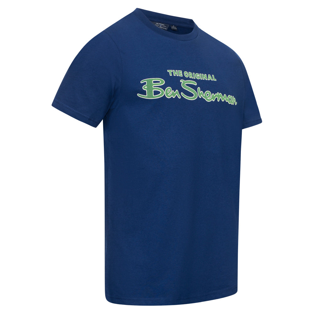 BEN SHERMAN Flocked Logo T-shirt voor heren 0076268-TWILIGHTDENIM