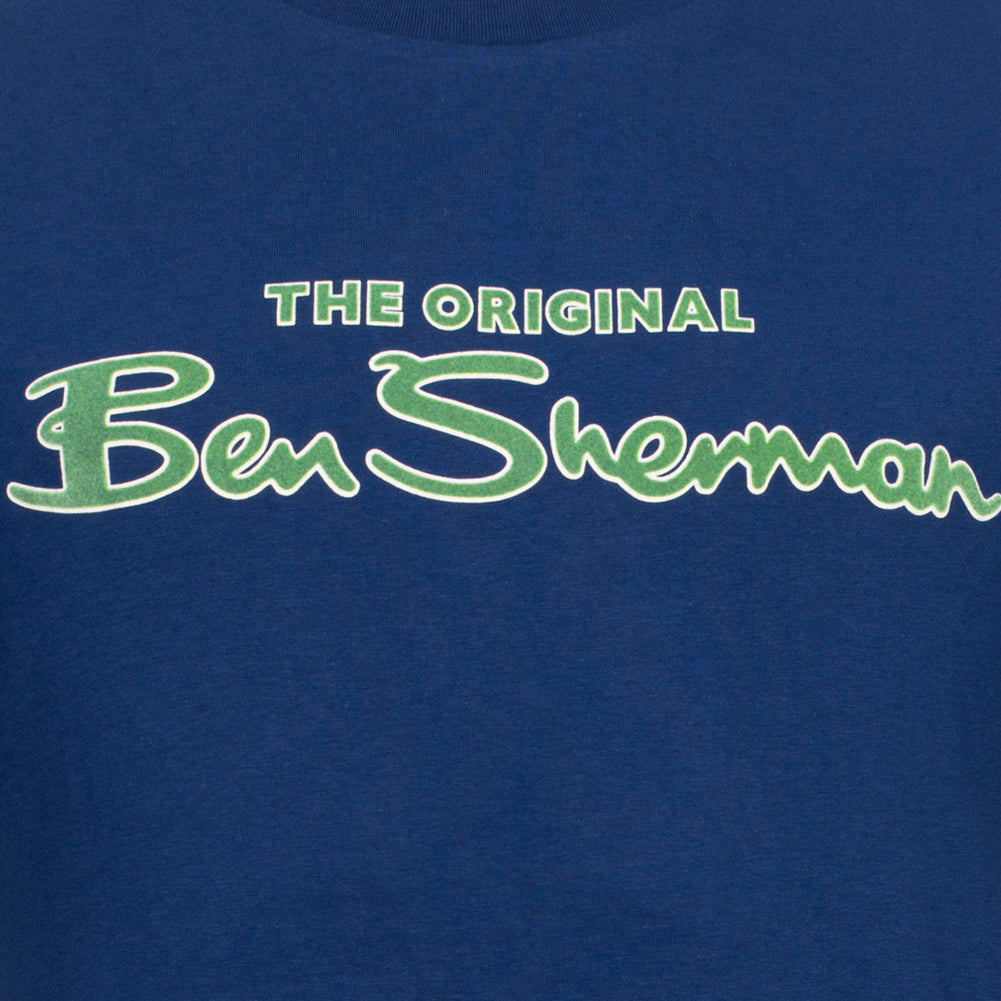 BEN SHERMAN Flocked Logo T-shirt voor heren 0076268-TWILIGHTDENIM