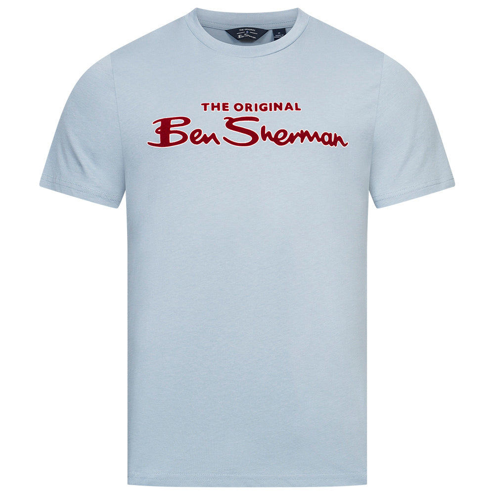 BEN SHERMAN T-shirt voor heren met gevlokt logo 0076268N-ICEBLUE