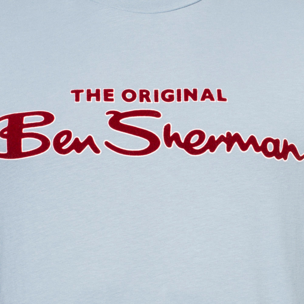 BEN SHERMAN T-shirt voor heren met gevlokt logo 0076268N-ICEBLUE