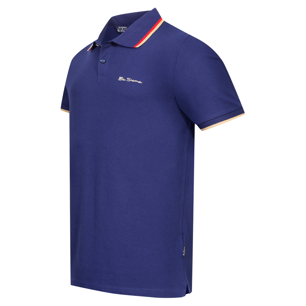 BEN SHERMAN Polo met dubbele bies voor heren 0076270-TWILIGHTDENIM