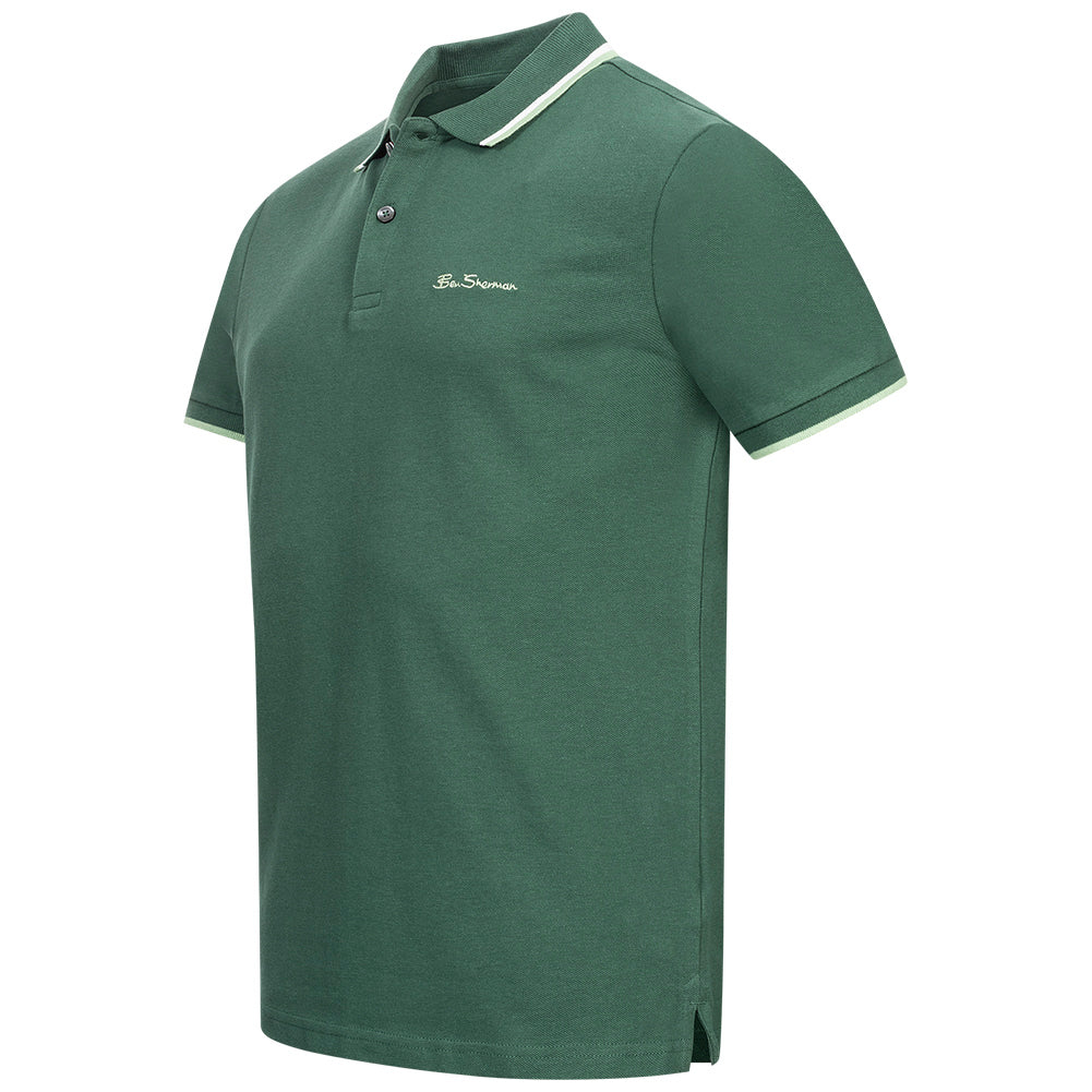 BEN SHERMAN Poloshirt voor heren met dubbele bies 0076270NR-Green