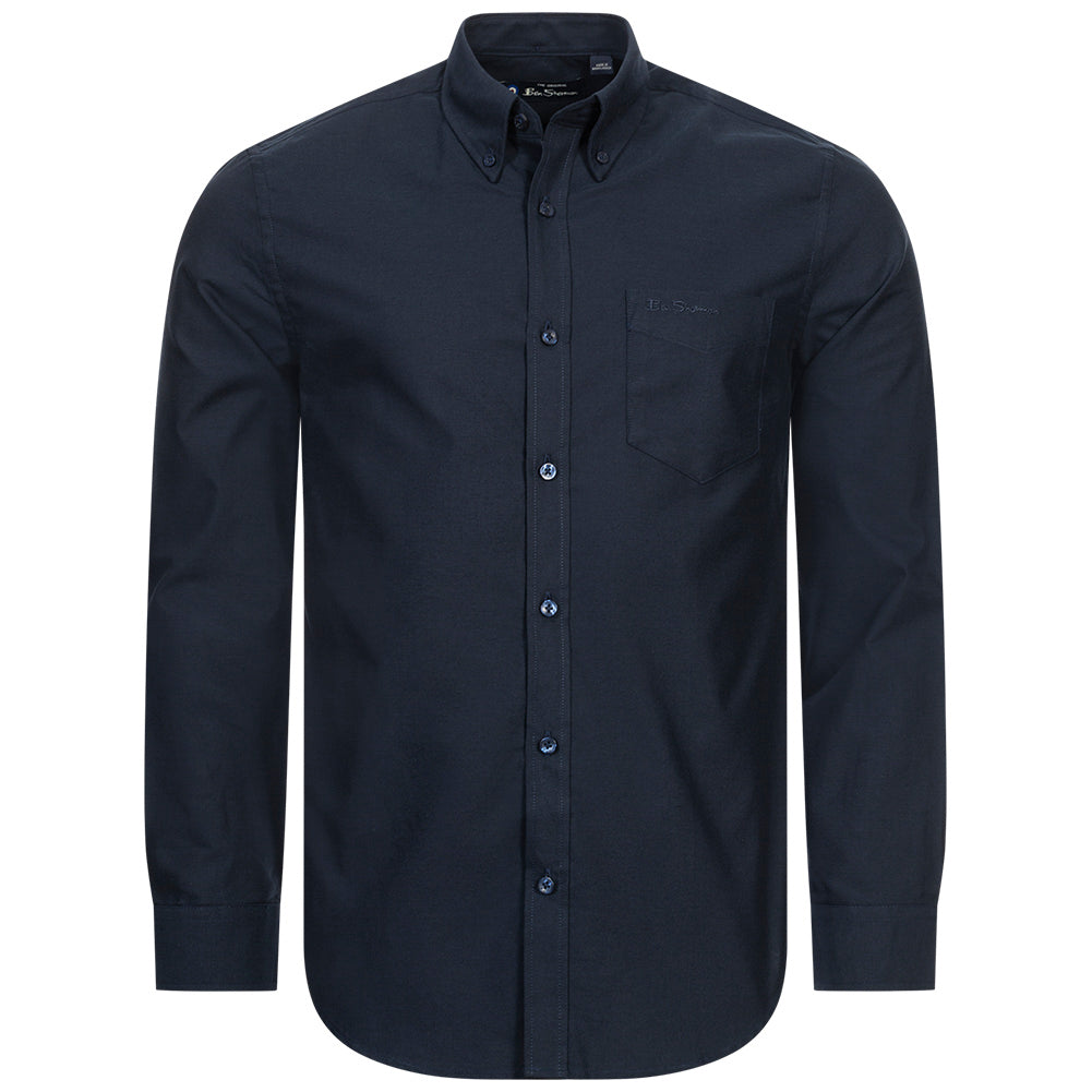 BEN SHERMAN Oxford Heren overhemd met lange mouwen 0077857-DARKNAVY