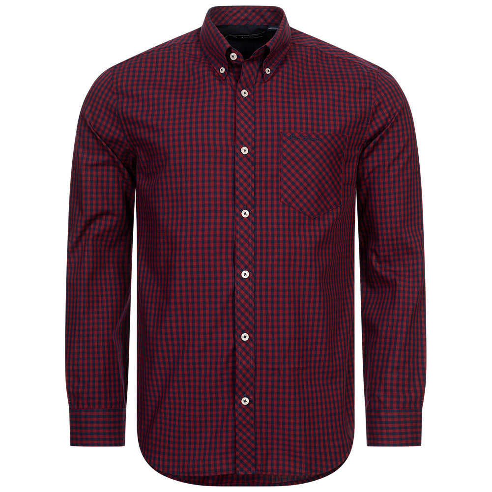 BEN SHERMAN Oxford Heren Overhemd met Lange Mouwen 0077858-DARKRED