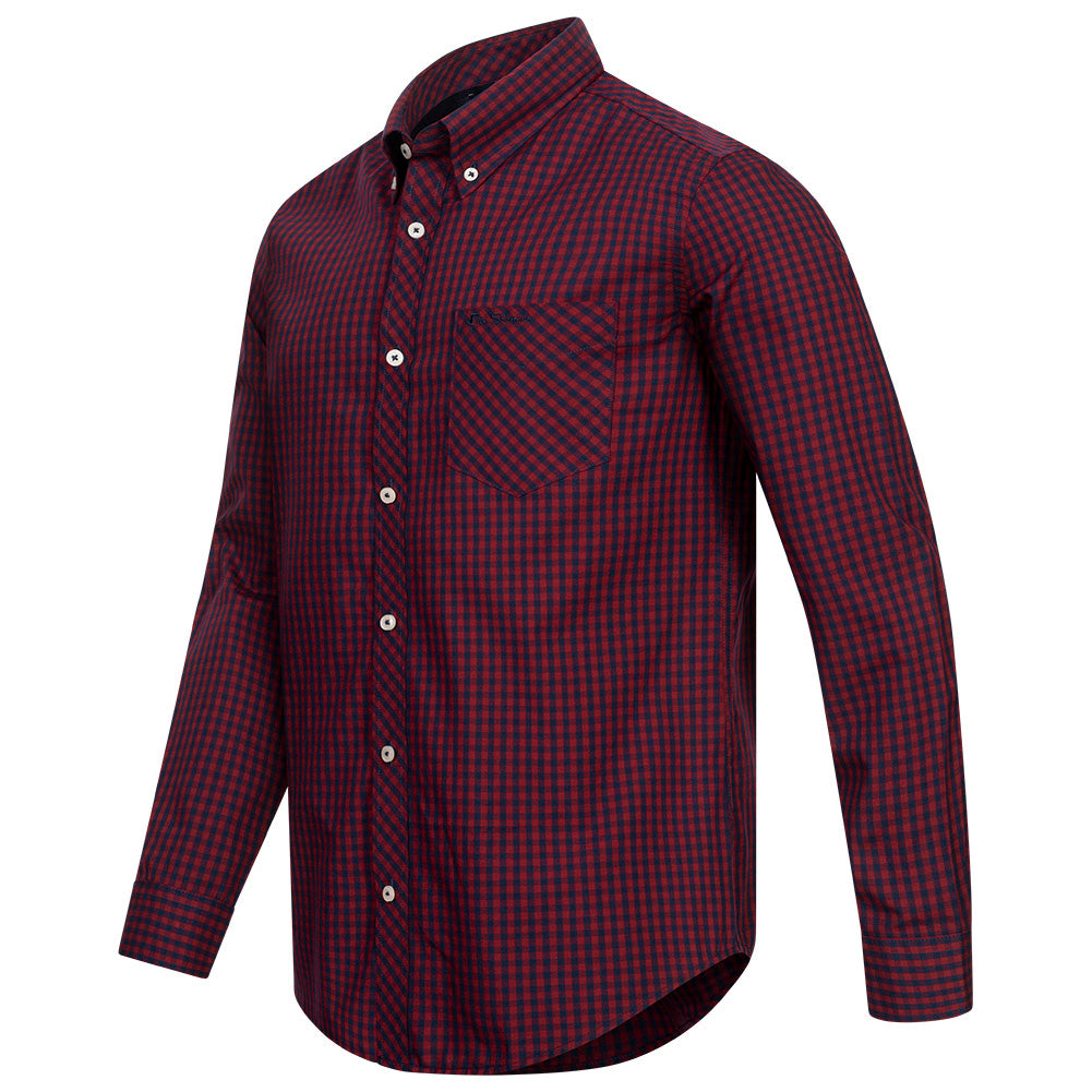 BEN SHERMAN Oxford Heren Overhemd met Lange Mouwen 0077858-DARKRED