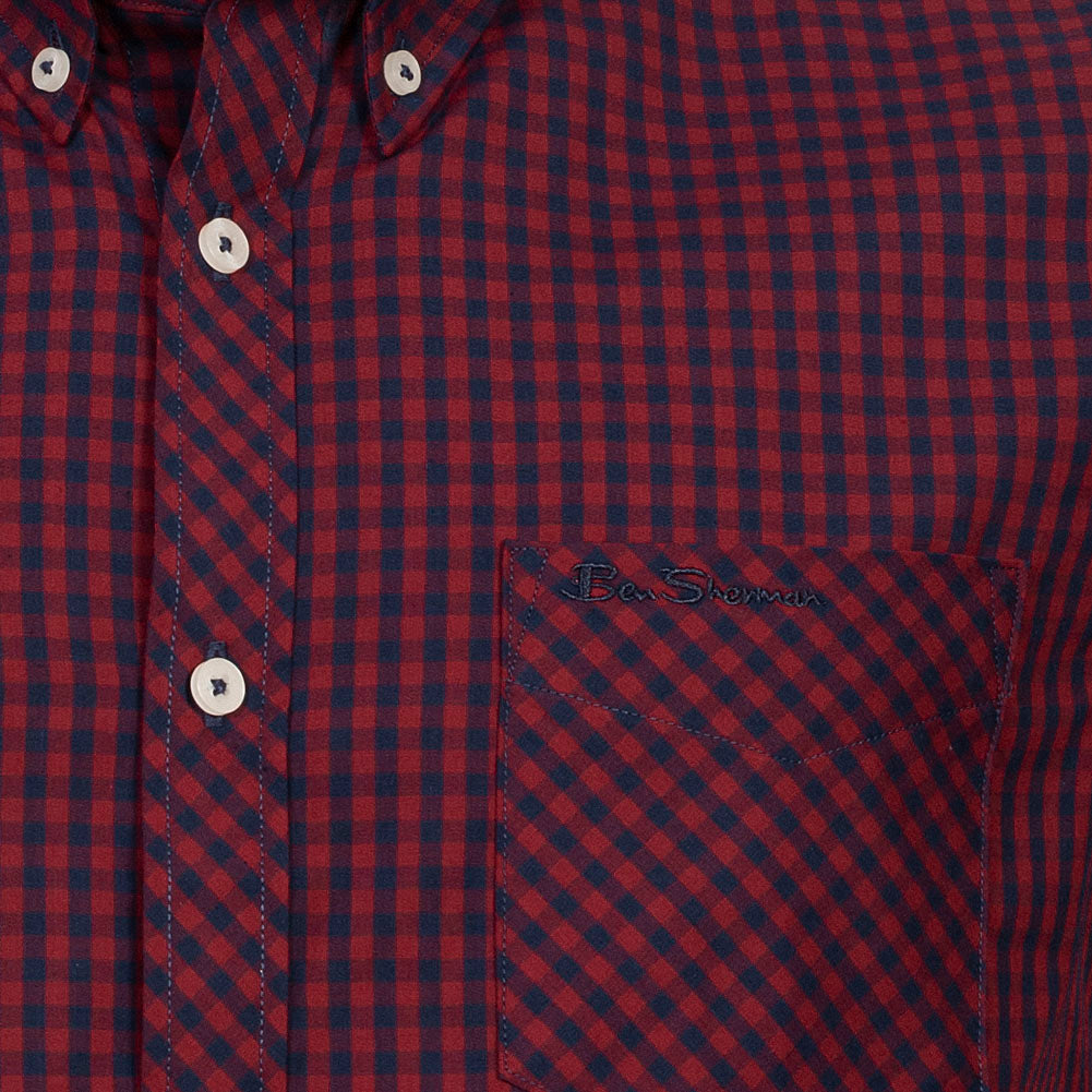 BEN SHERMAN Oxford Heren Overhemd met Lange Mouwen 0077858-DARKRED