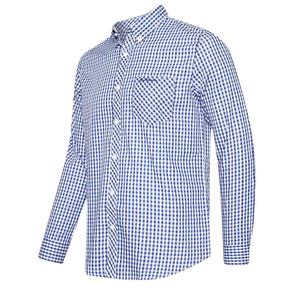 BEN SHERMAN Gingham heren overhemd met lange mouwen 0077860-BLUE