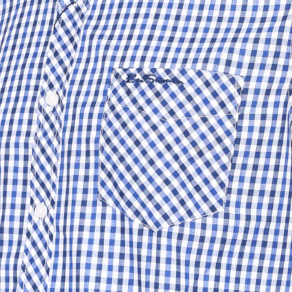 BEN SHERMAN Gingham heren overhemd met lange mouwen 0077860-BLUE