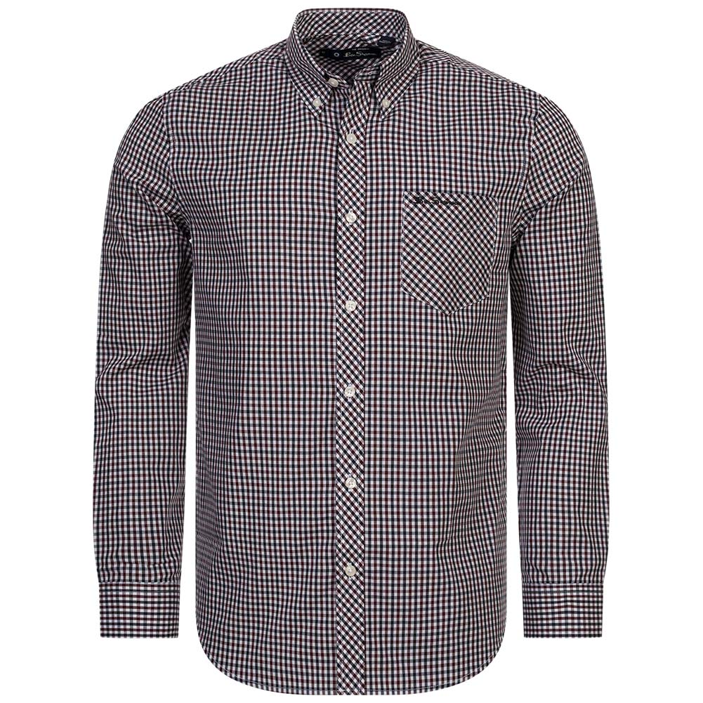 BEN SHERMAN Gingham Heren Overhemd met Lange Mouwen 0077860-WINE