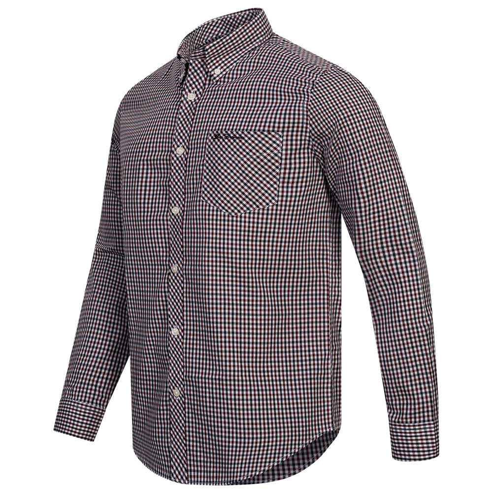 BEN SHERMAN Gingham Heren Overhemd met Lange Mouwen 0077860-WINE