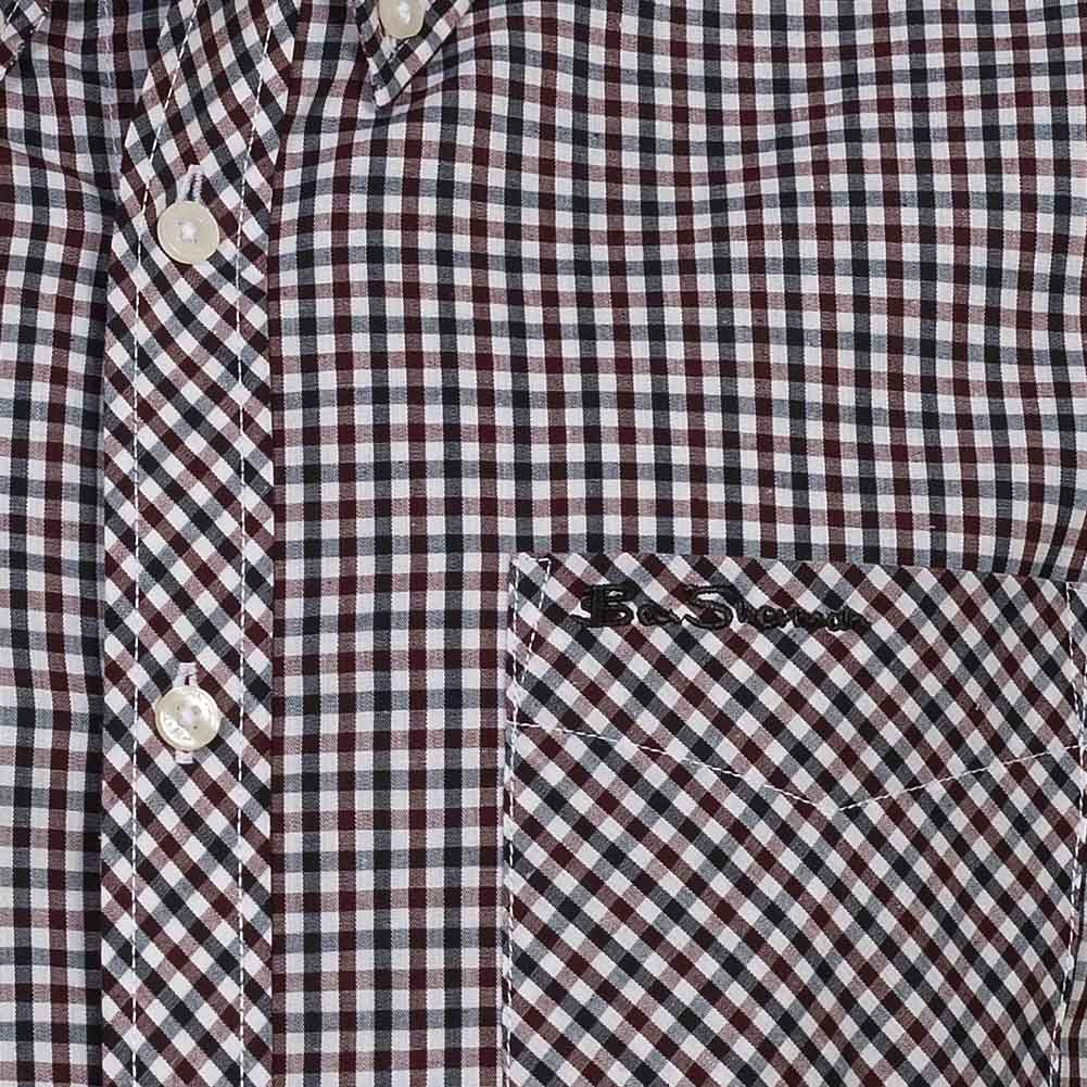 BEN SHERMAN Gingham Heren Overhemd met Lange Mouwen 0077860-WINE