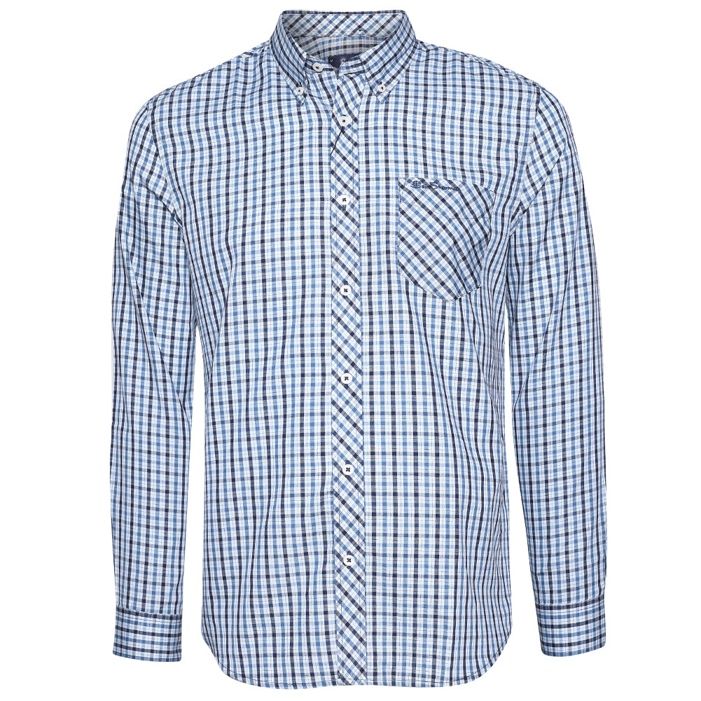 BEN SHERMAN House Check Heren Overhemd met lange mouwen 0077861-LIGHTBLUE