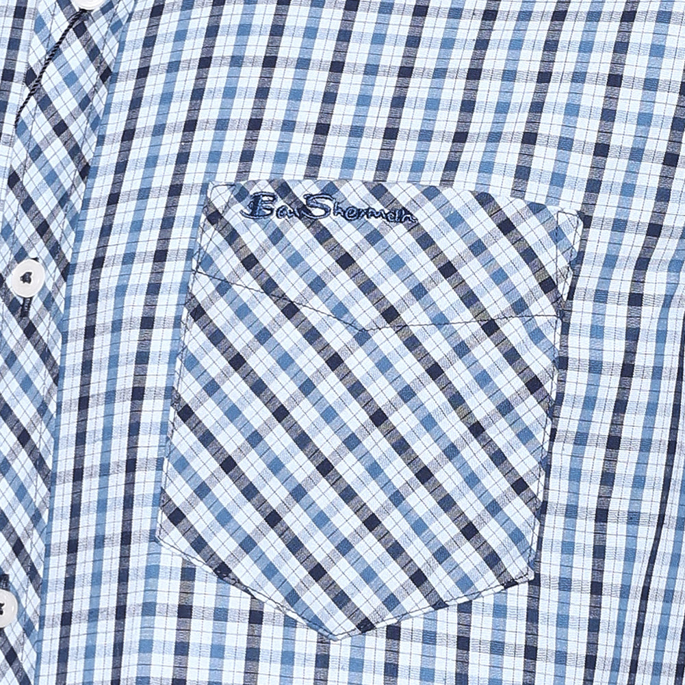 BEN SHERMAN House Check Heren Overhemd met lange mouwen 0077861-LIGHTBLUE