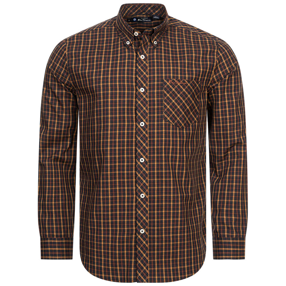 BEN SHERMAN House Check overhemd met lange mouwen voor heren 0077861-MARINE
