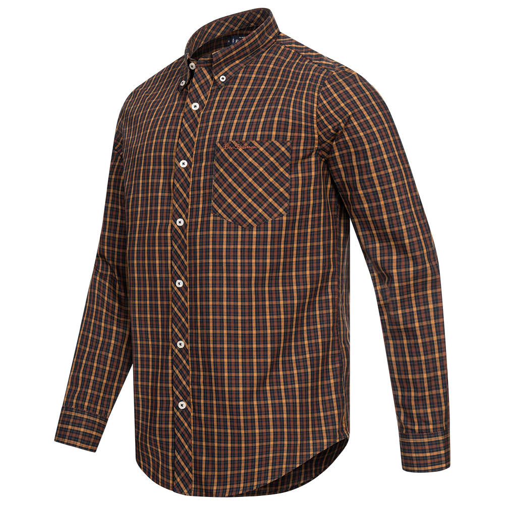 BEN SHERMAN House Check overhemd met lange mouwen voor heren 0077861-MARINE