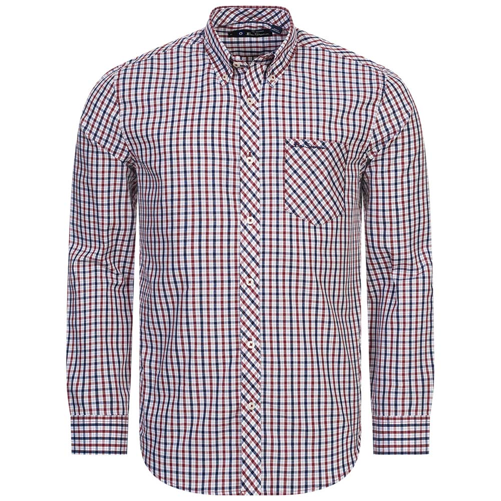 BEN SHERMAN House Check overhemd met lange mouwen voor heren 0077861-ROOD