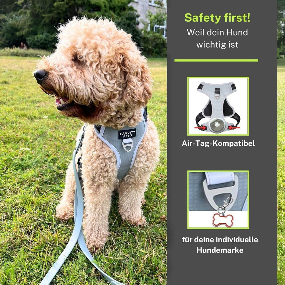 FAVVITY PET gevoerd reflecterend anti-trek hondentuig zwart