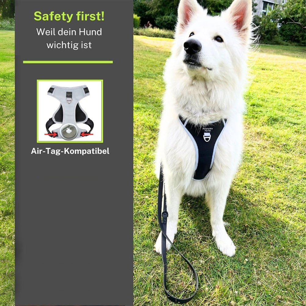 FAVVITY PET gevoerd reflecterend anti-trekharnas voor honden grijs