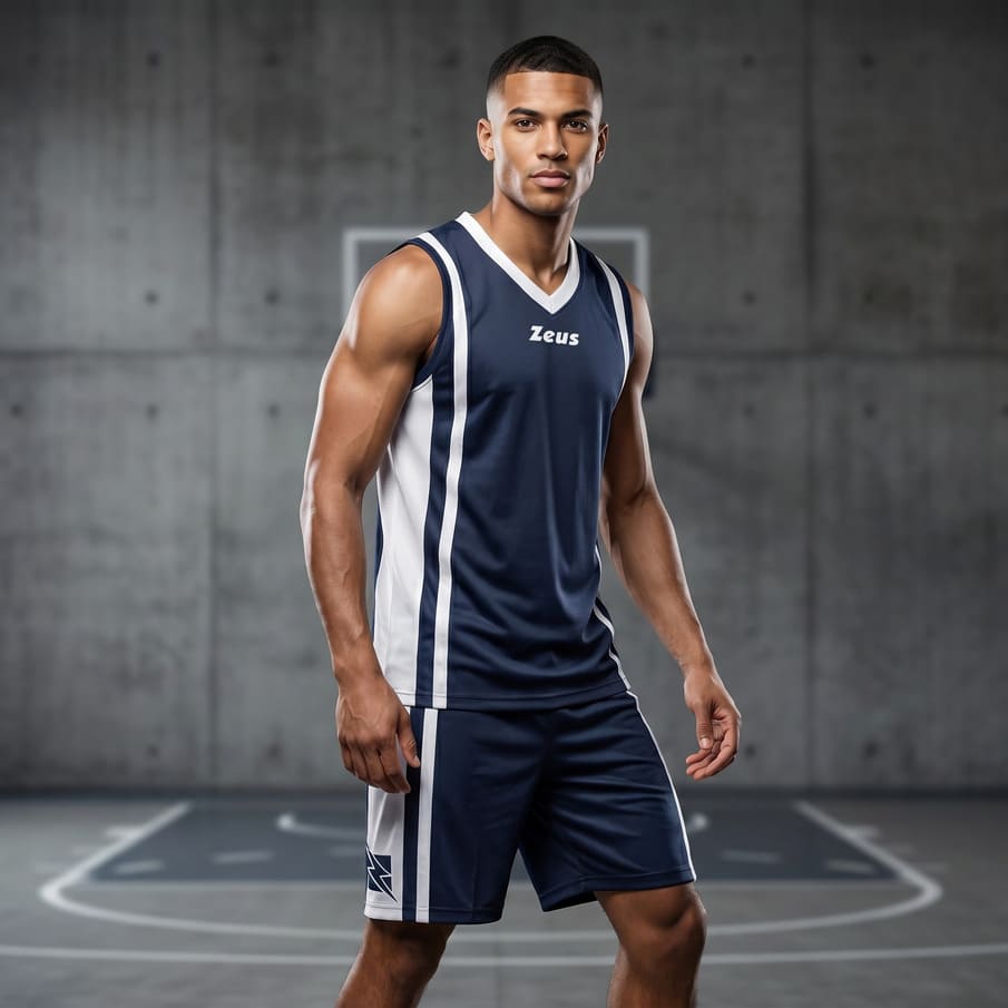 Zeus Kit Bozo Basketbal T-shirt + Shorts 2-delig. Blauw/wit