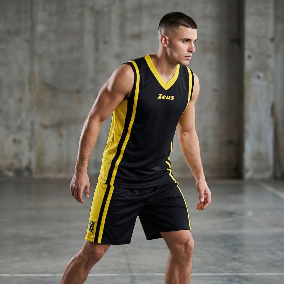 Zeus Kit Bozo Basketbaltenue + Shorts 2-delig Zwart/geel