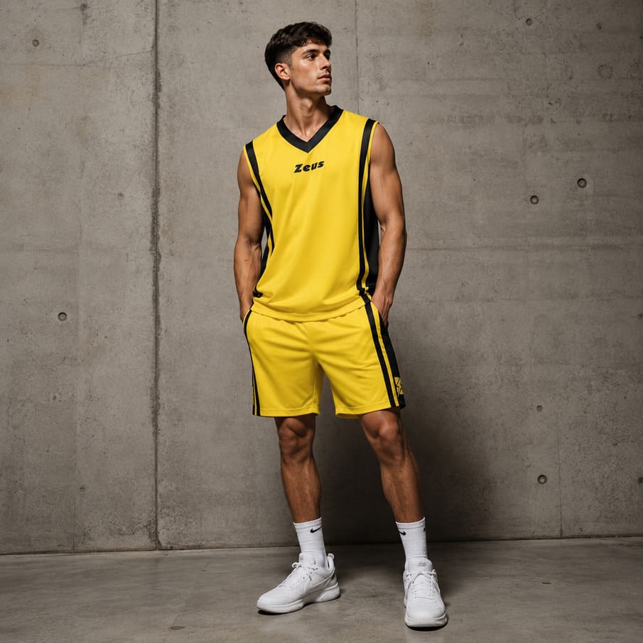 Zeus Kit Bozo Basketbalshirt + -short, 2-delig, Geel/zwart