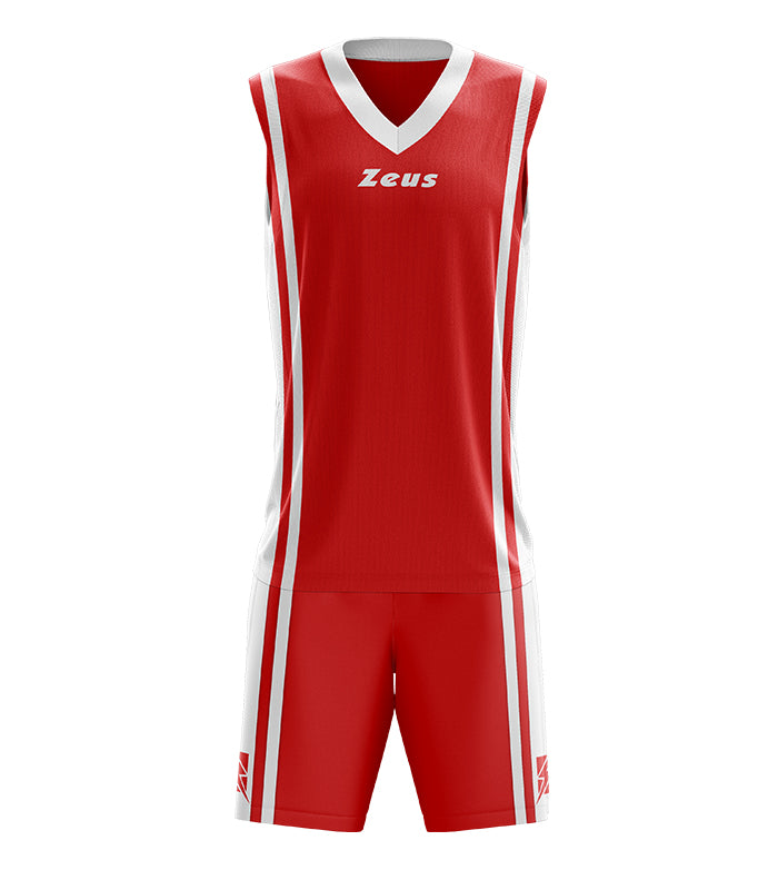 Zeus Kit Bozo Basketbal T-shirt + Korte broek 2-delig. rood/wit