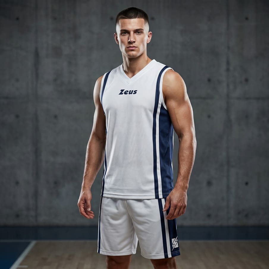 Zeus Kit Bozo Basketbalshirt + korte broek 2-delig wit/blauw
