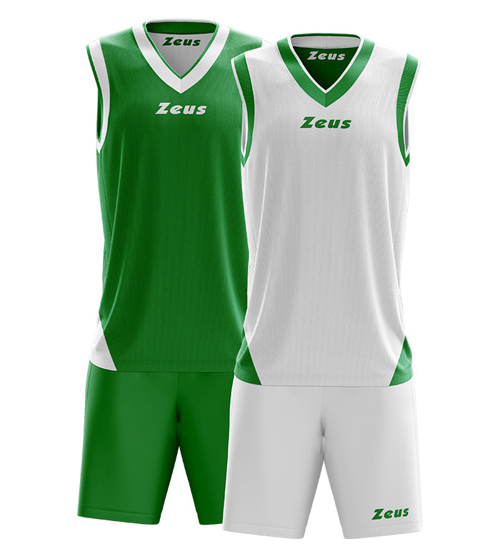 Zeus Kit Doblo Basketbal Omkeerbaar Shirt + Shorts groen/wit
