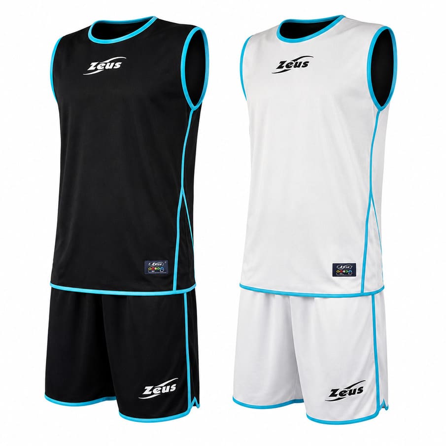 Zeus Kit Doppio Basket Omkeerbaar Shirt + Korte Broek zwart/wit