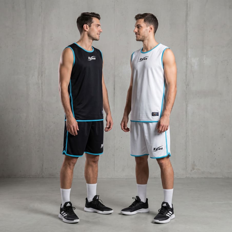 Zeus Kit Doppio Basket Omkeerbaar Shirt + Korte Broek zwart/wit