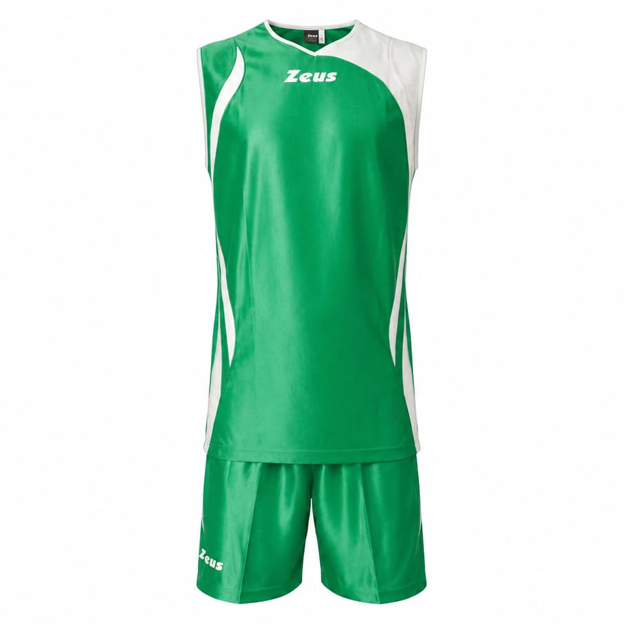 Zeus Kit Saett Heren Basketbal T-shirt + Shorts groen/wit
