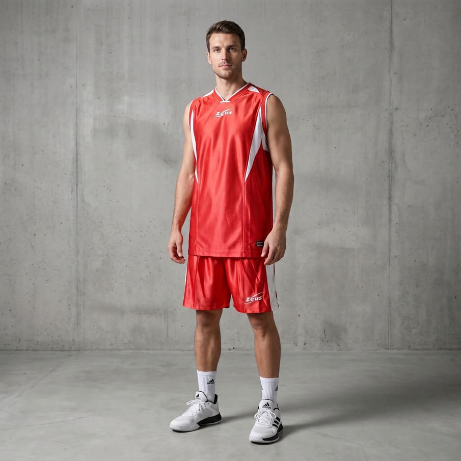 Zeus Set Sante Basketbal T-shirt + Short rood/wit