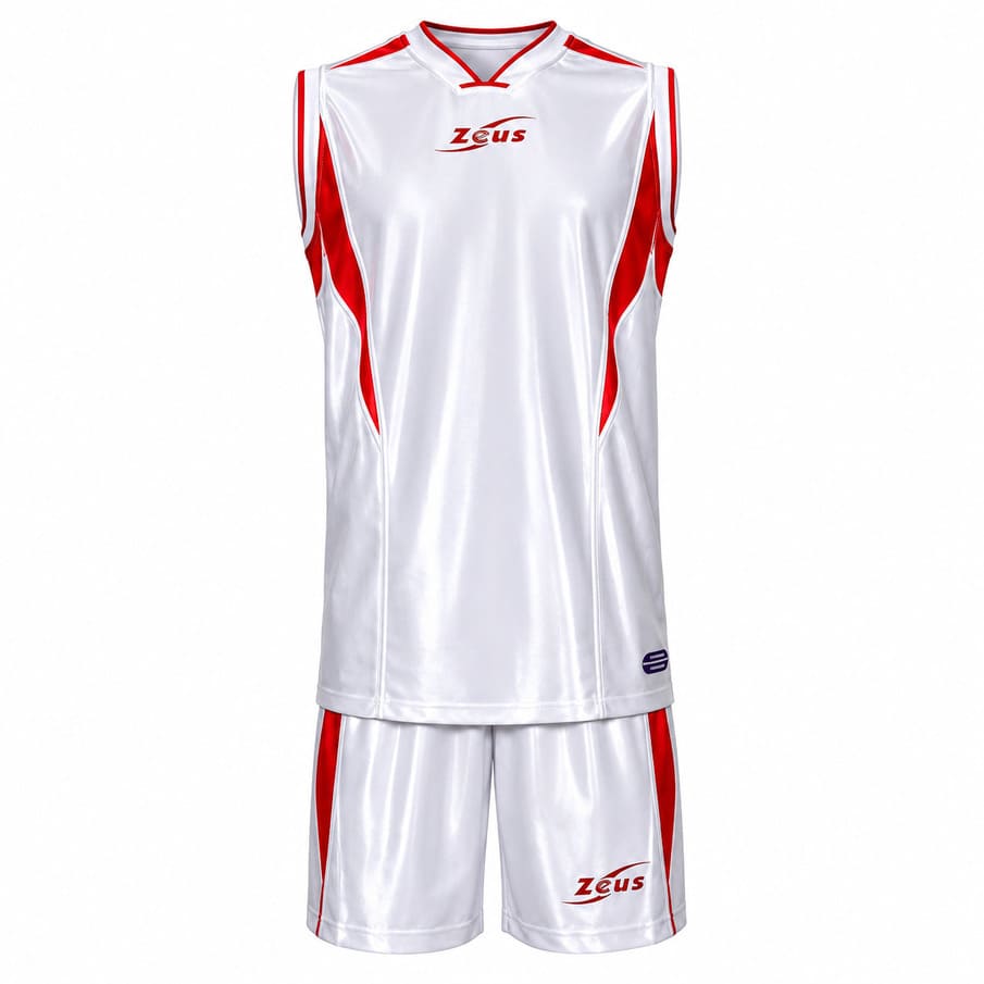 Zeus Kit Sante basketbalshirt + korte broek wit/rood