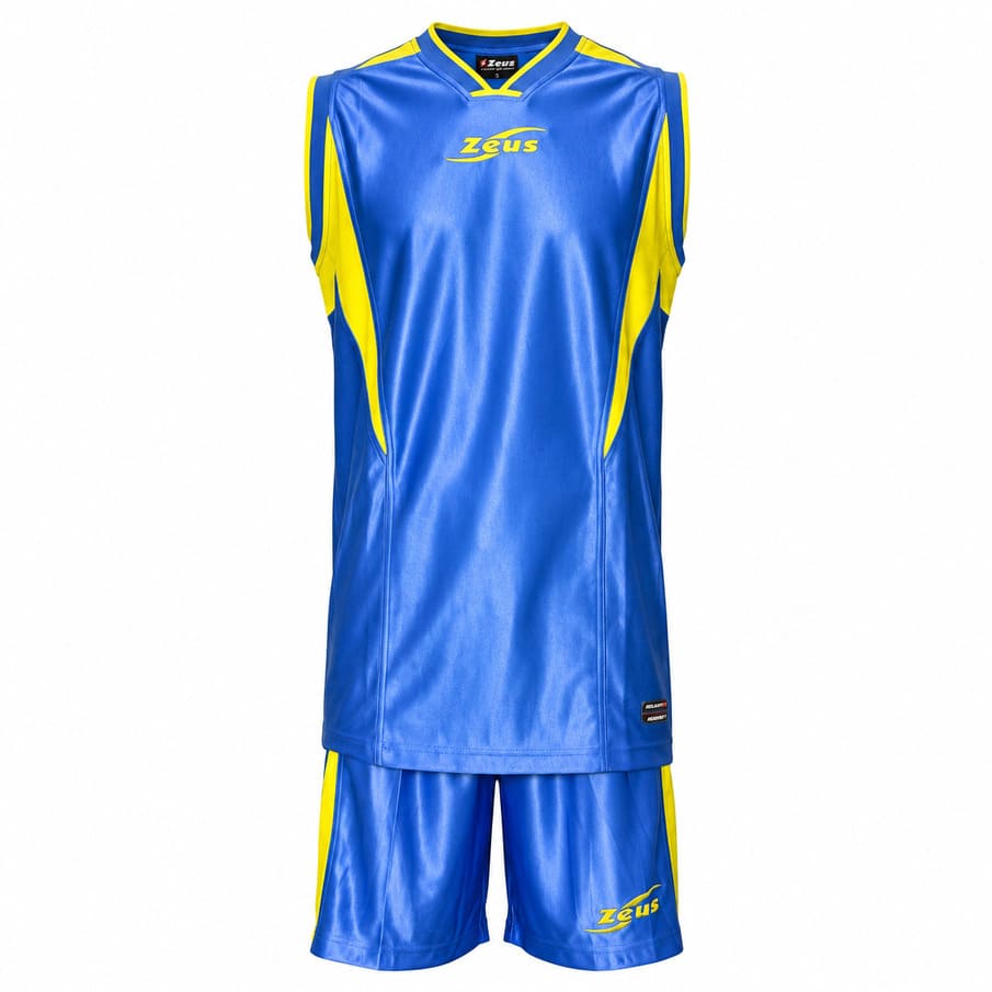 Zeus Kit Sante basketbalshirt + korte broek koningsblauw/geel