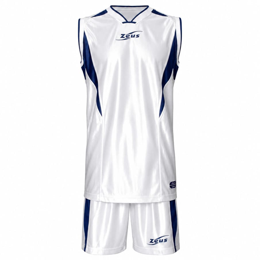 Zeus Kit Sante basketbal tenue + shorts wit/blauw