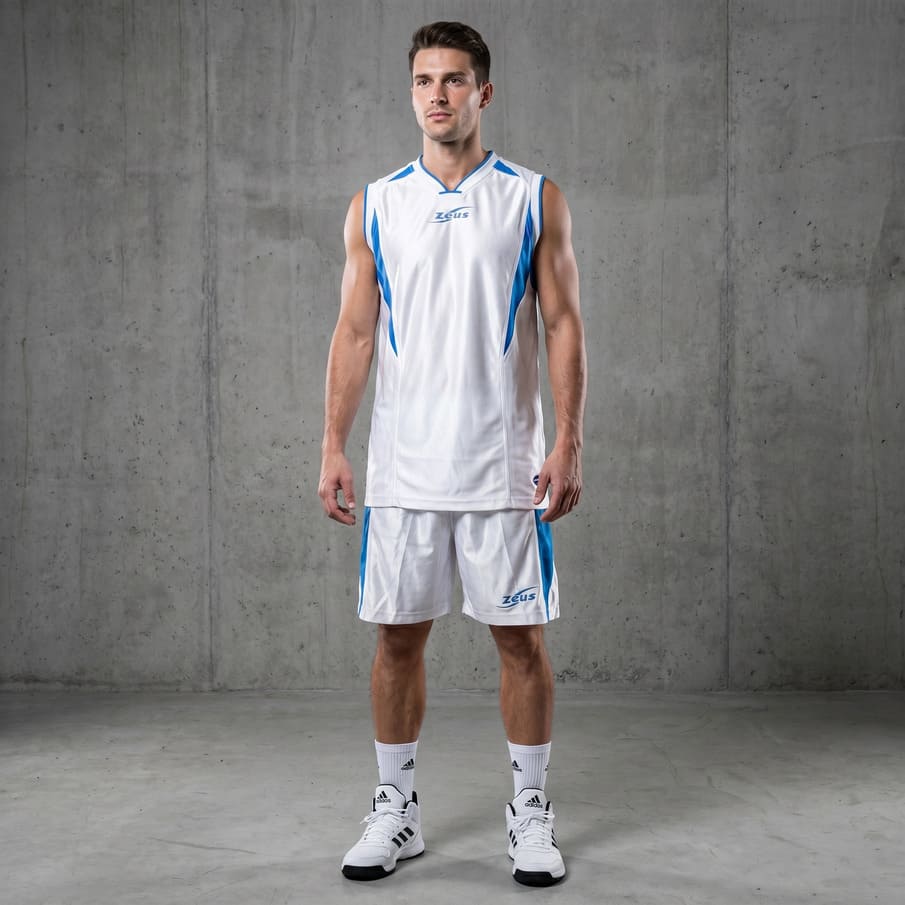 Zeus Kit Sante Basketbalshirt + Broekje wit/royal