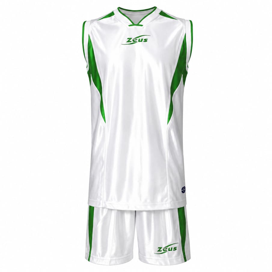 Zeus Kit Sante basketbalshirt + korte broek wit/groen