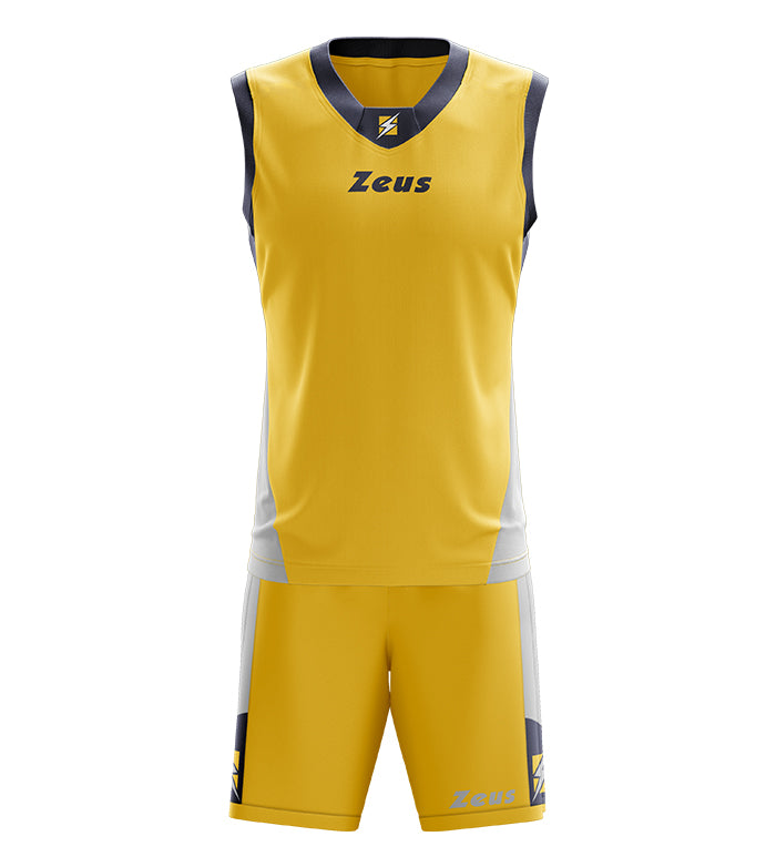 Zeus Tenue King Basketbal T-shirt + Shorts geel/blauw