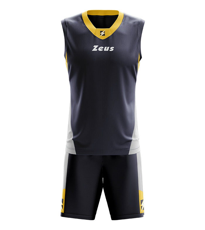 Zeus Kit King Basketbal Shirt + Korte Broek blauw/geel