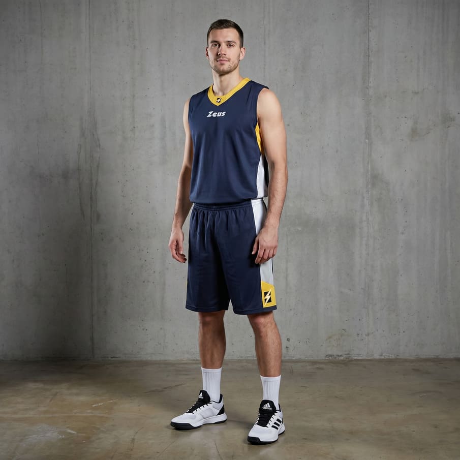 Zeus Kit King Basketbal Shirt + Korte Broek blauw/geel