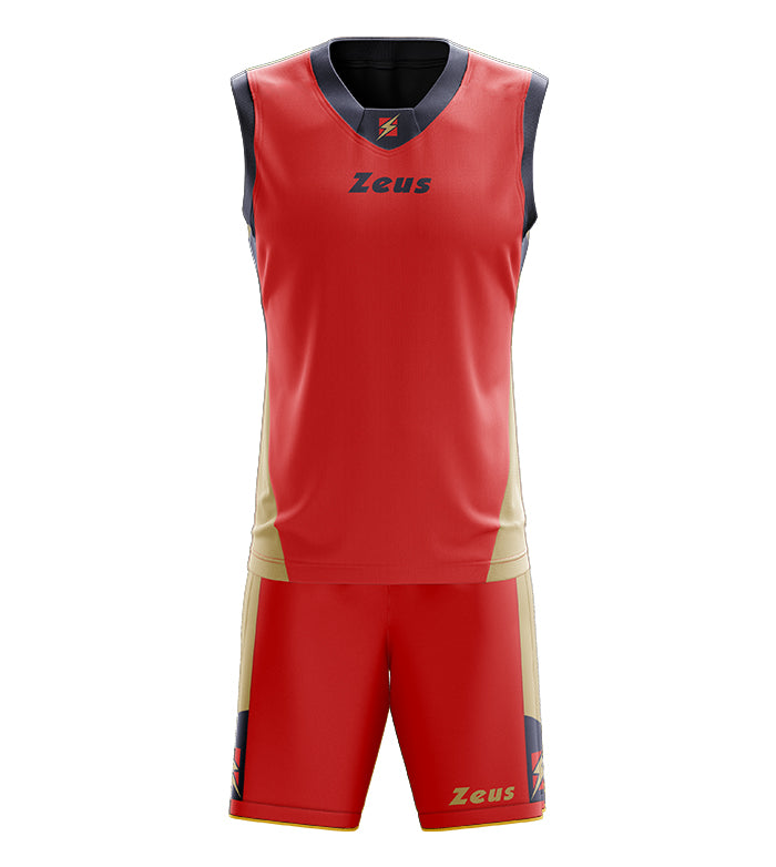 Zeus Kit King basketbal tenue shirt + short rood/blauw