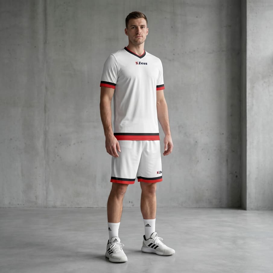 Zeus Kit Magic Basketbal T-shirt + short wit/rood