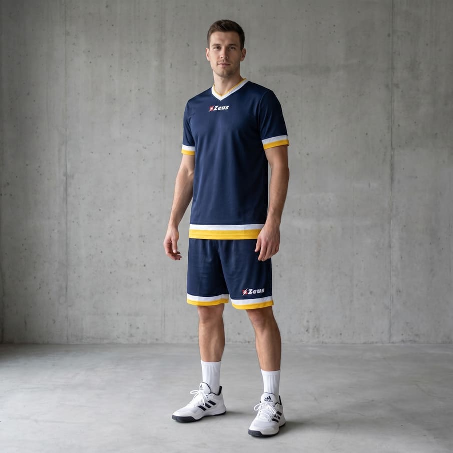 Zeus Kit Magic Basketbal T-shirt + Shorts blauw/geel