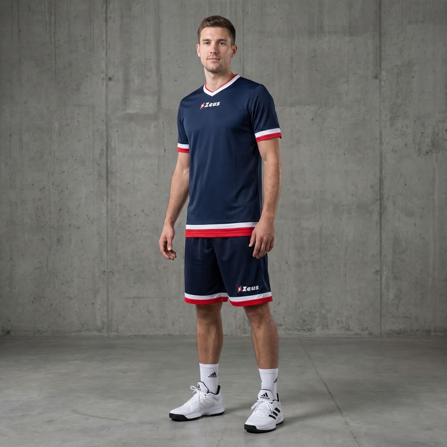 Zeus Kit Magic Basketbalshirt + Short blauw/rood