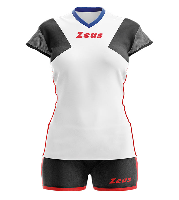 Zeus Kit Penelope dames sportshirt + short wit/zwart