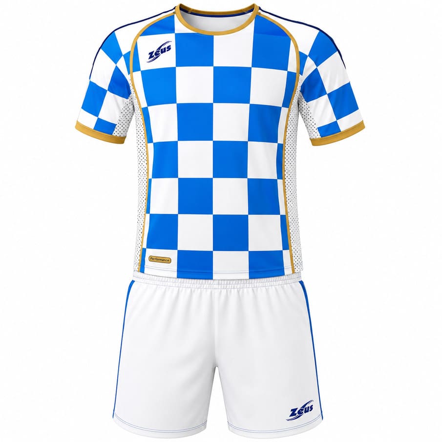 Zeus Kit Kroatia OLD T-shirtset 2-delig wit/koningsblauw